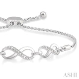 Silver Infinity Shape Lariat Diamond Bracelet