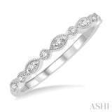 1/10 Ctw Marquise & Circular Mount Round Cut Diamond Stackable Band in 14K White Gold