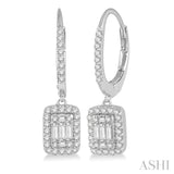 1/2 Ctw Baguette & Round Cut Fusion Diamond Earrings in 14K White Gold