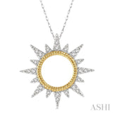 1/6 ctw Sun Motif Round Cut Diamond Pendant With Chain in 10K White and Yellow Gold