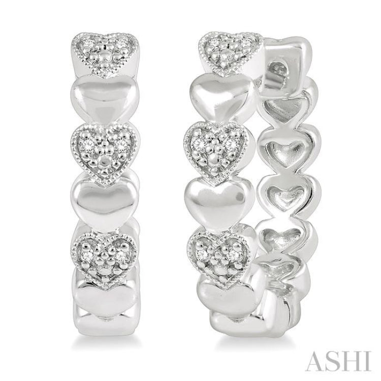 Heart Shape Silver Diamond Earrings