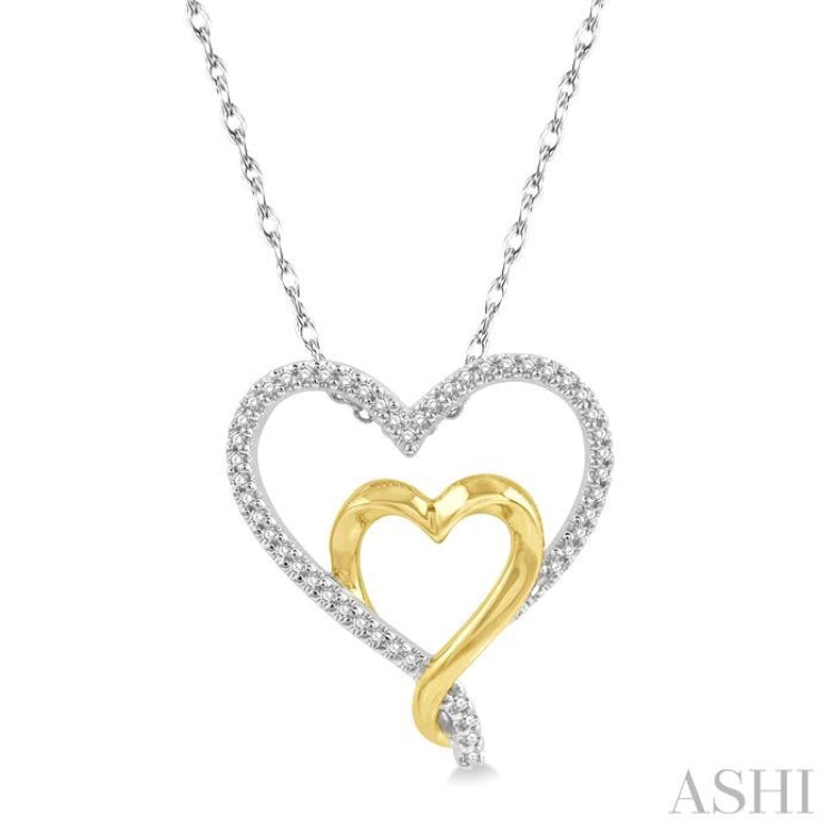 1/10ct TDW Diamond Double Heart Necklace in Sterling Silver - Walmart.com