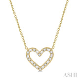 1/4 ctw Heart Charm Baguette and Round Cut Diamond Necklace in 14K Yellow Gold