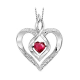 SILVER DIAMOND (1/50 CTW) & CREATED RUBY (1/4 CTW) PENDANT